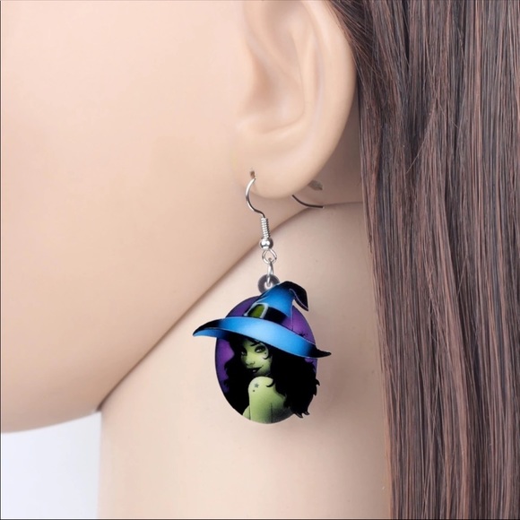 Sexy Witch Acrylic Earrings Halloween - Picture 3 of 7